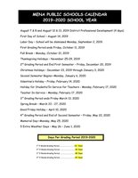 2019-2020 SCHOOL CALENDAR!